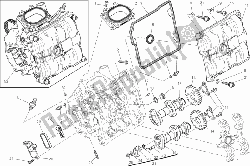 All parts for the Testa Orizzontale - Distribuzione of the Ducati Superbike 1199 Panigale USA 2013